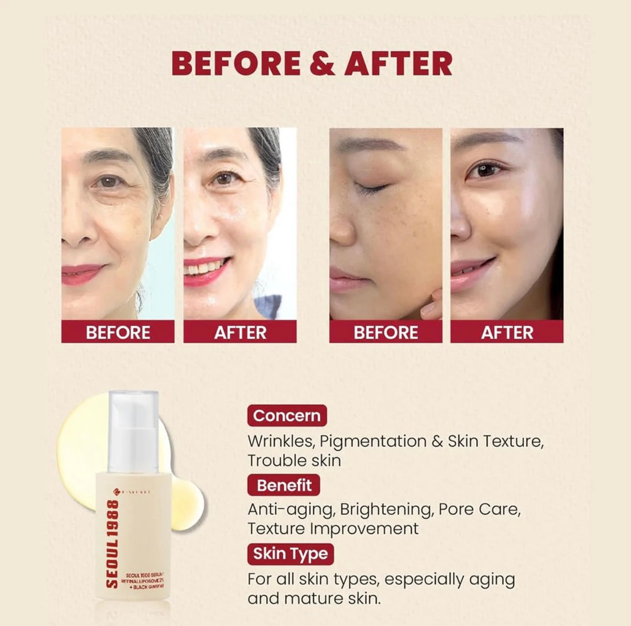 K-Secret Seoul 1988 Serum: Retinal Liposome 2% + Black Ginseng 30 ml