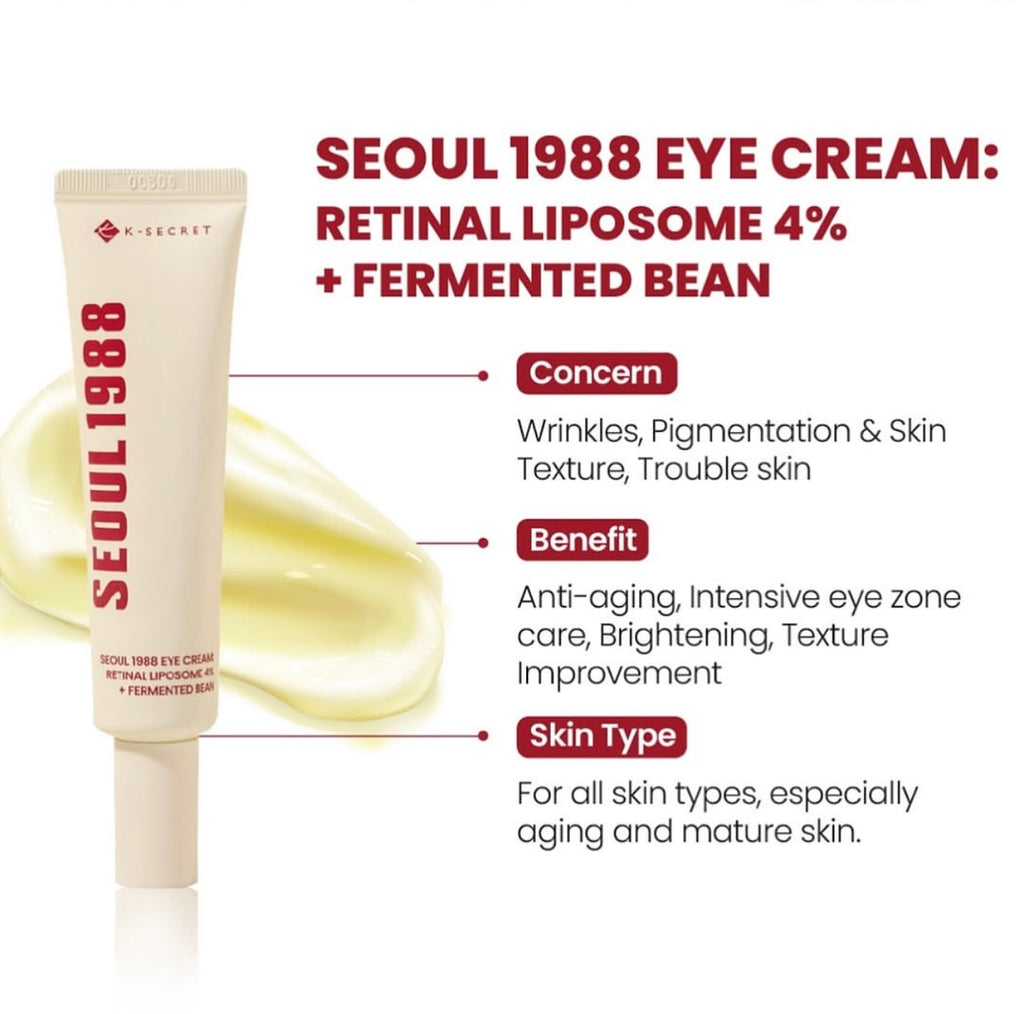 K-Secret Seoul 1988 Eye Cream: Retinol Liposome 4% + Fermented Bean