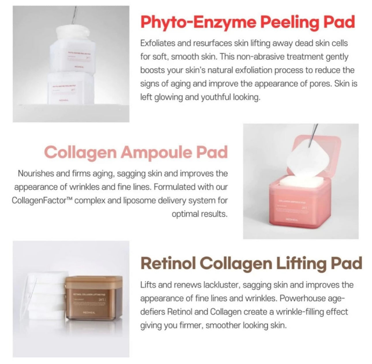 Mediheal Professional Solution Toner Pads Collection 100pads White: Phyto-Enzyme Peeling Pad