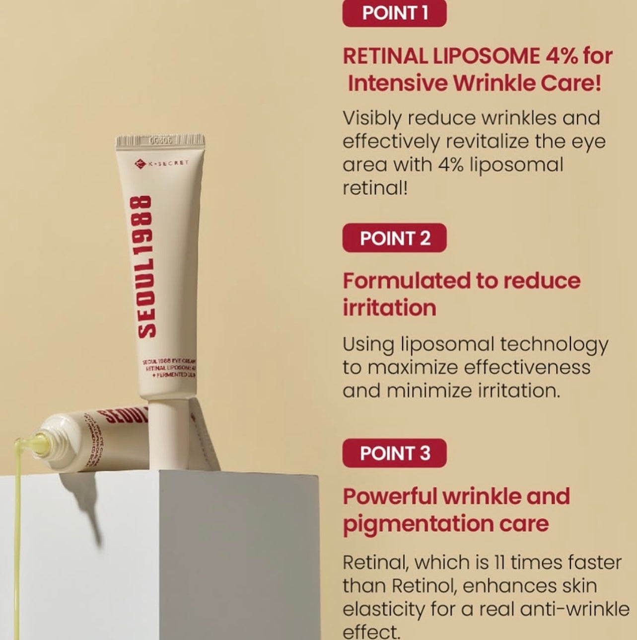 K-Secret Seoul 1988 Eye Cream: Retinol Liposome 4% + Fermented Bean