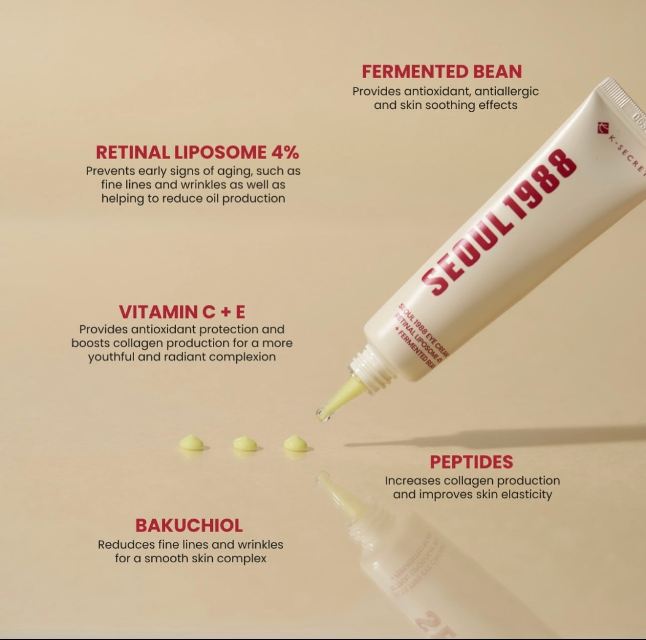 K-Secret Seoul 1988 Eye Cream: Retinol Liposome 4% + Fermented Bean 30ml