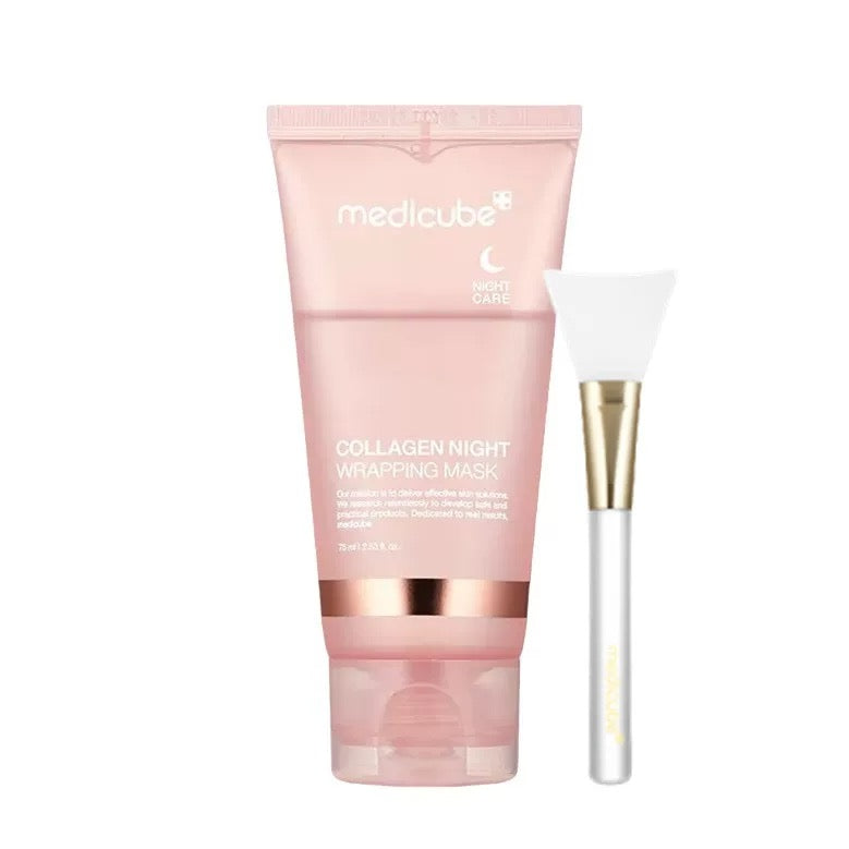 Medicube Collagen Night Wrapping Mask 75ml with applicator on a white background